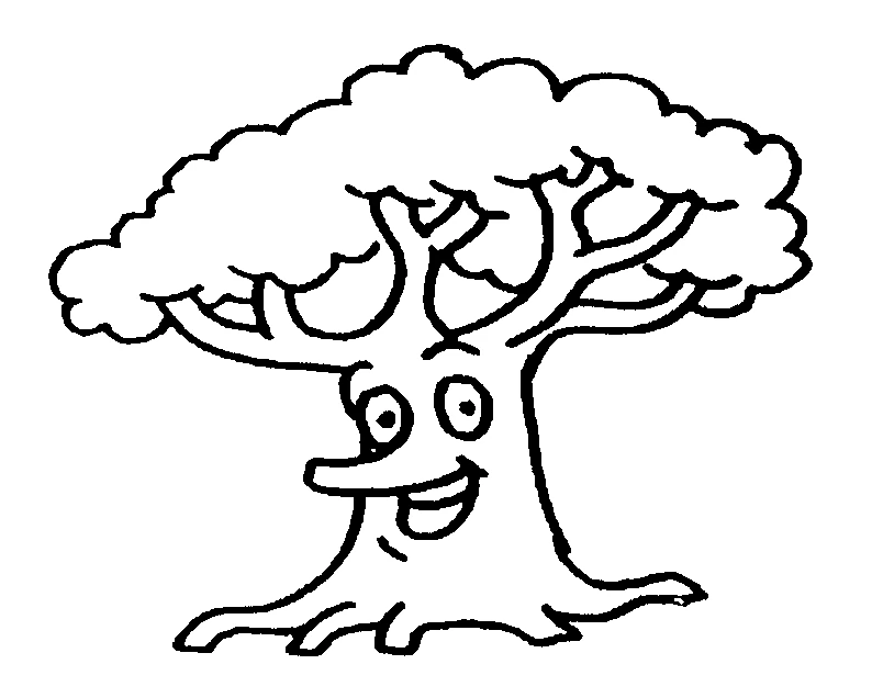 Disegno Albero sorridente con faccia buffa da colorare