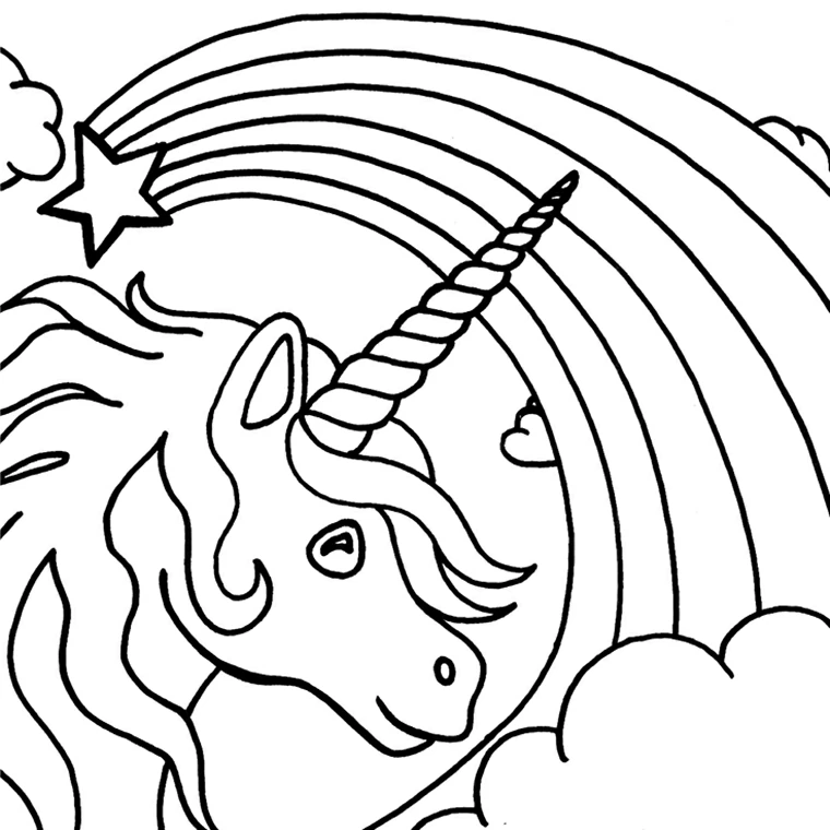 Disegno Unicorno sotto un arcobaleno da colorare Disegno Unicorno sotto un arcobaleno da colorare