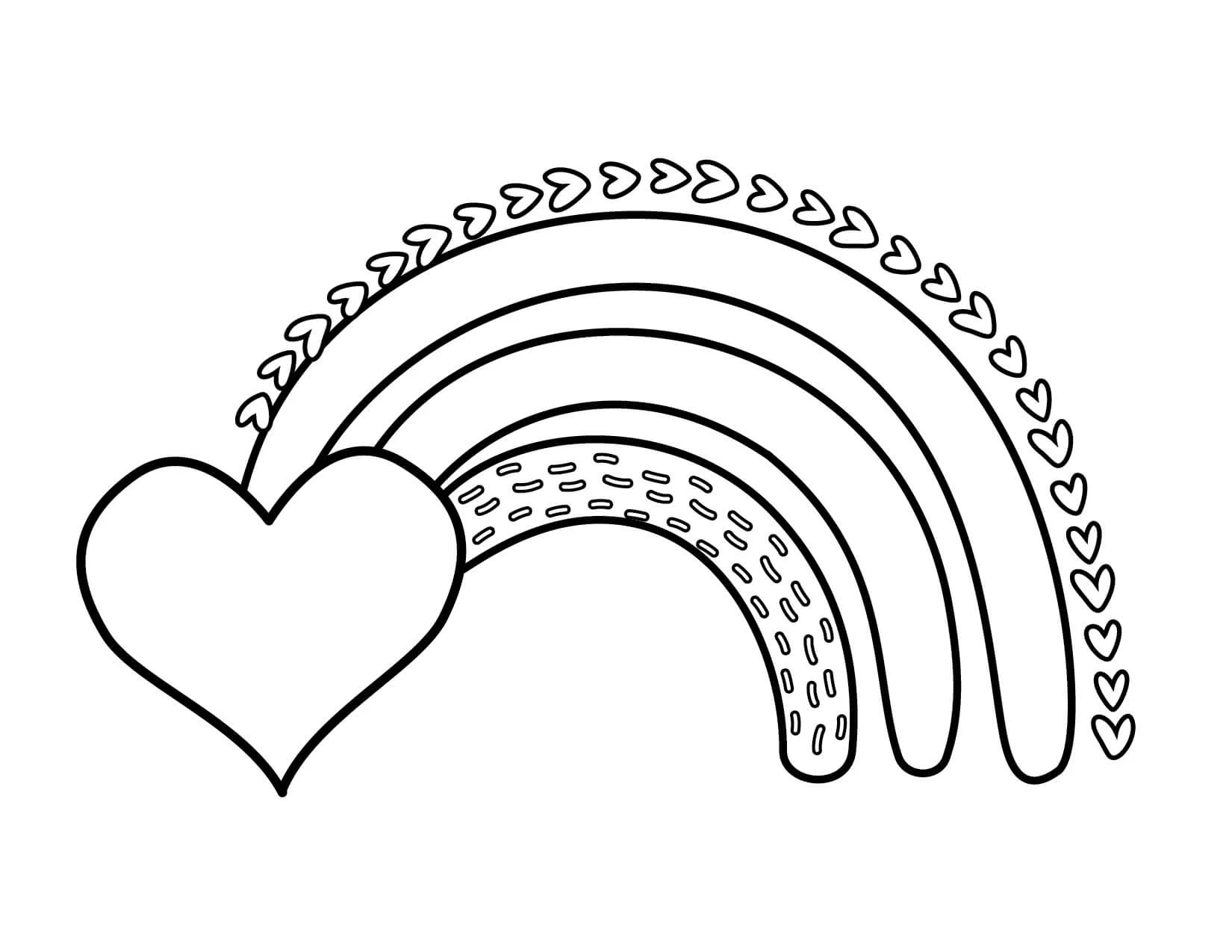 Disegno Arcobaleno con un cuore da colorare Disegno Arcobaleno con un cuore da colorare