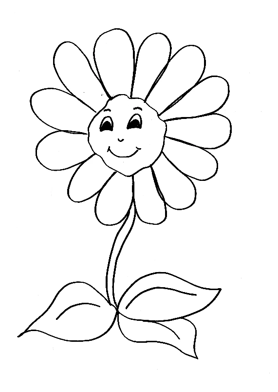 Disegno Fiore sorridente con grandi petali da colorare