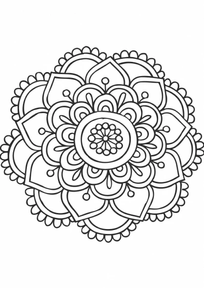 Disegno Mandala floreale con petali sovrapposti da colorare