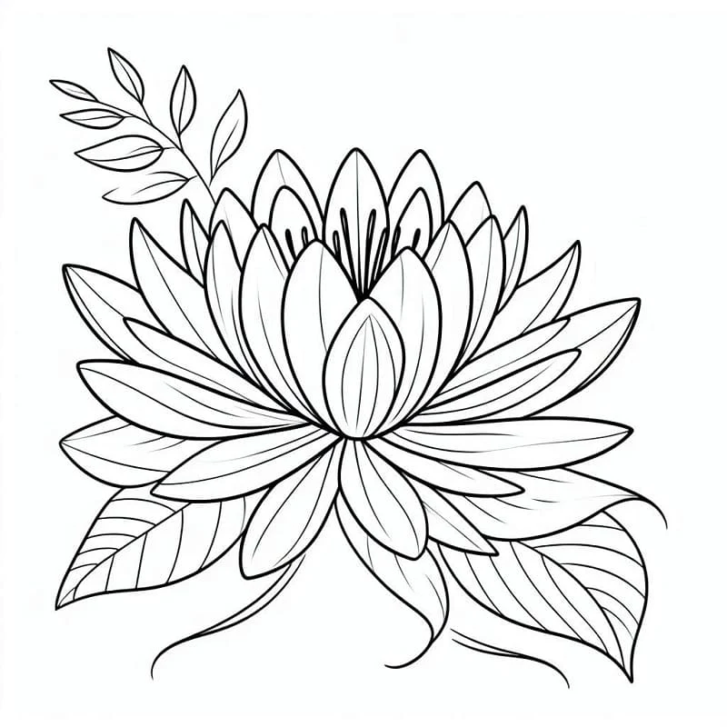 Disegno Ninfea con foglie e gemme da colorare