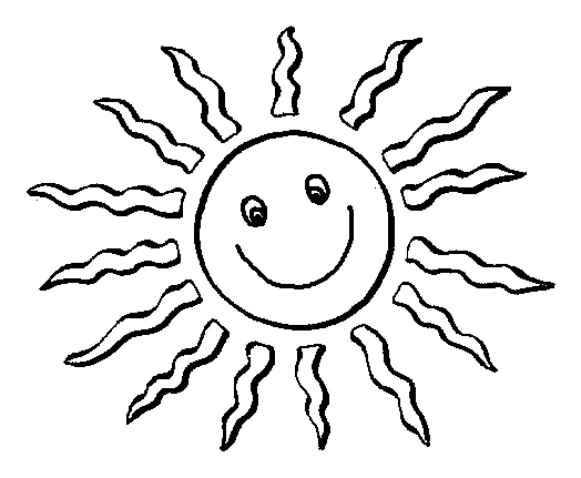 Disegno Sole sorridente con raggi ondulati da colorare Disegno Sole sorridente con raggi ondulati da colorare