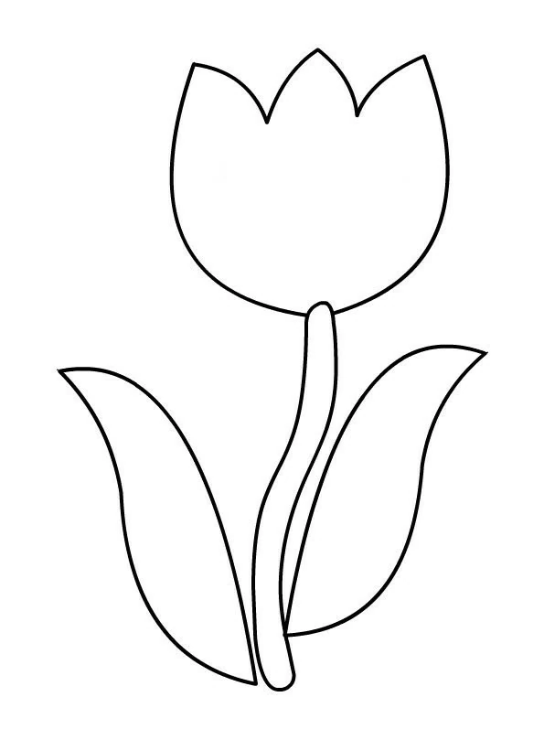 Disegno Tulipano semplice con due foglie da colorare Disegno Tulipano semplice con due foglie da colorare