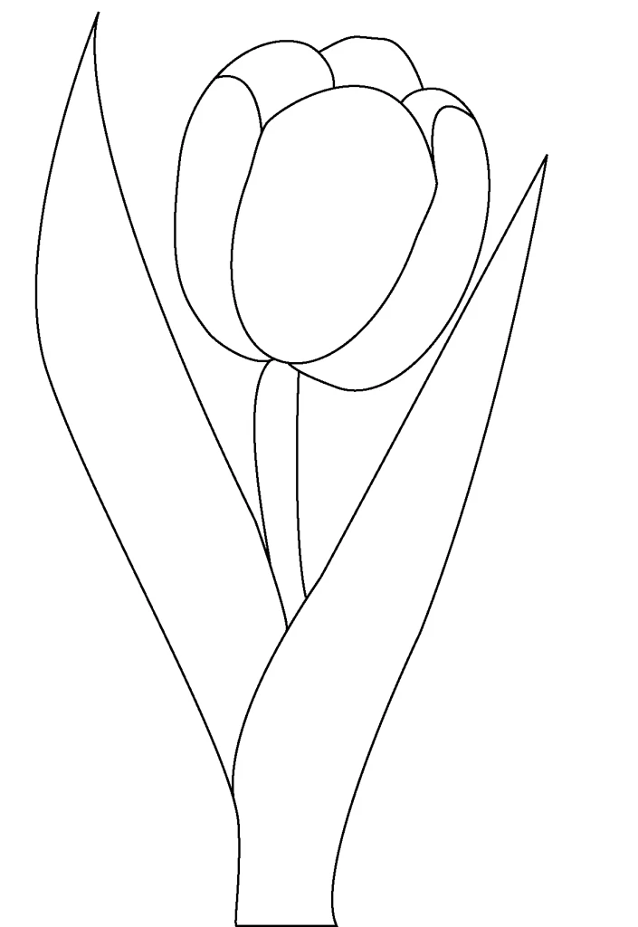 Disegno Tulipano con due grandi foglie da colorare Disegno Tulipano con due grandi foglie da colorare