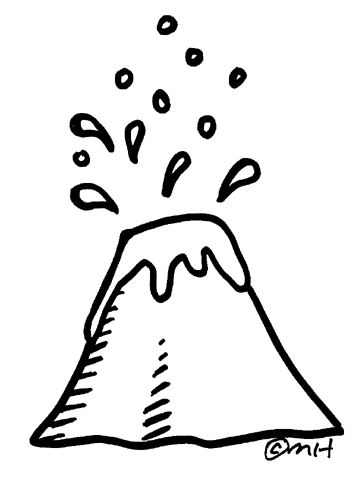 Disegno Vulcano in eruzione con gocce di lava da colorare Disegno Vulcano in eruzione con gocce di lava da colorare
