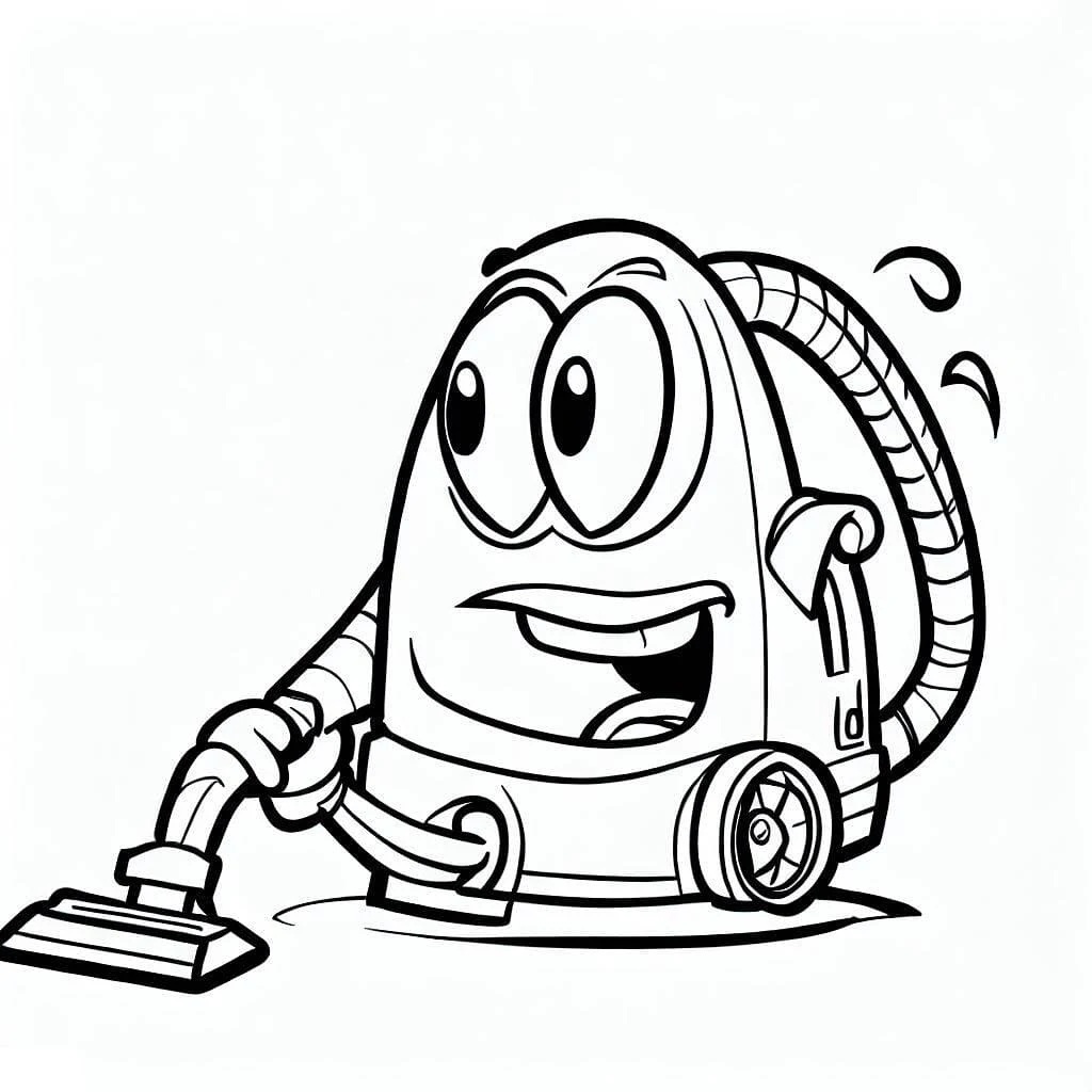 Disegno Aspirapolvere con faccia sorridente da colorare