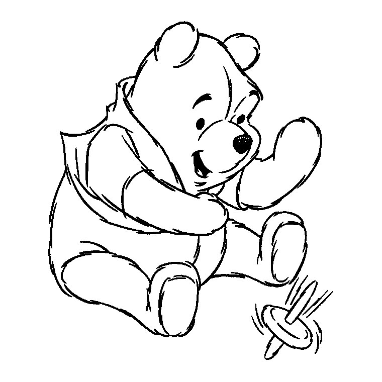 Disegno Winnie the Pooh seduto mentre gioca con una trottola da colorare Disegno Winnie the Pooh seduto mentre gioca con una trottola da colorare