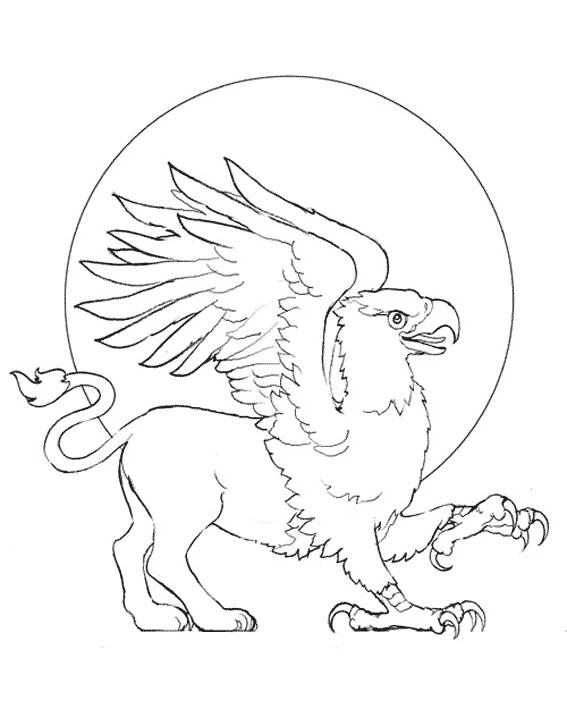 Disegno Chimera con corpo di grifone e ali spiegate da colorare Disegno Chimera con corpo di grifone e ali spiegate da colorare