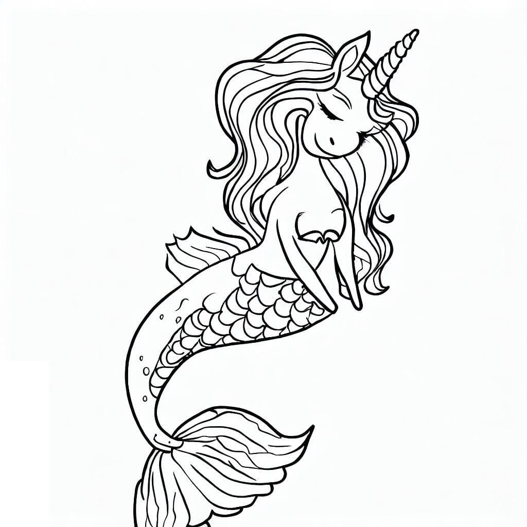 Disegno da colorare: Unicorno Sirena (Personaggi) #186437 - Pagine da Colorare Stampabili Gratuite