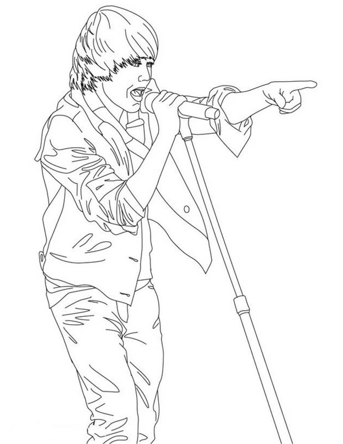 Disegno Justin Bieber che canta sul palco da colorare Disegno Justin Bieber che canta sul palco da colorare