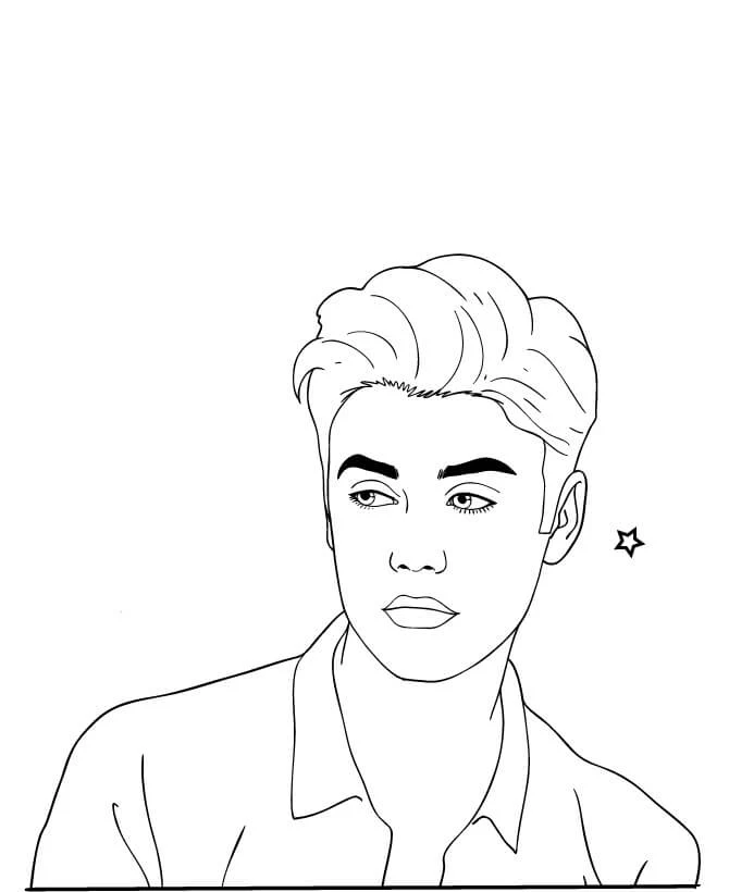 Disegno Justin Bieber in ritratto con capelli acconciati da colorare Disegno Justin Bieber in ritratto con capelli acconciati da colorare