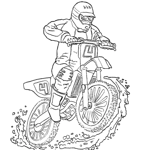 Disegno Motocross pilota che schizza fango da colorare