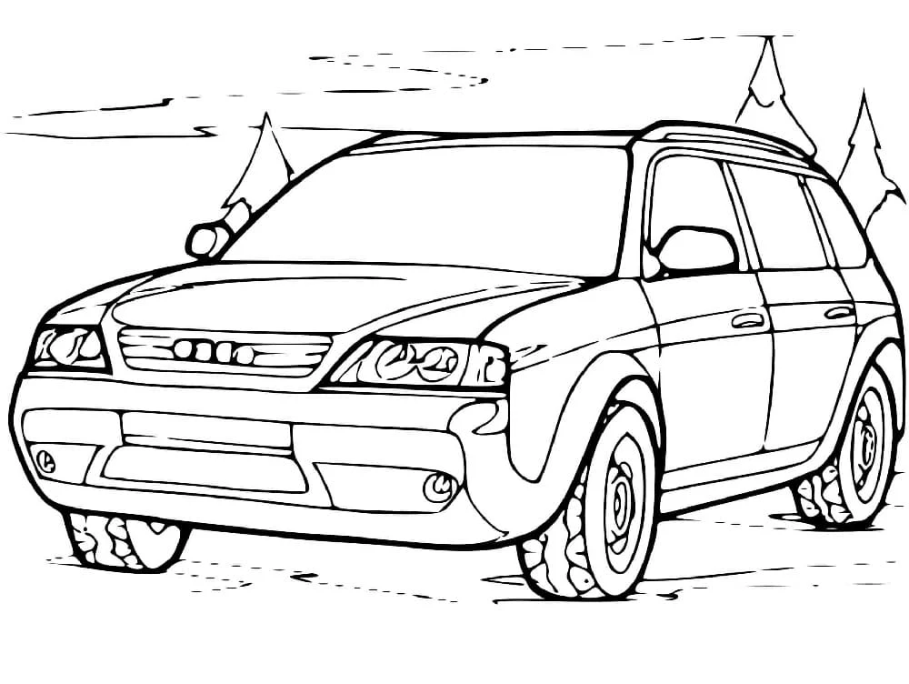 Disegno Audi 4x4 in paesaggio montano da colorare Disegno Audi 4x4 in paesaggio montano da colorare