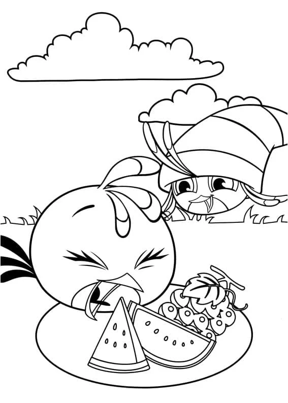Disegno Stella e Willow durante un picnic di frutta da colorare