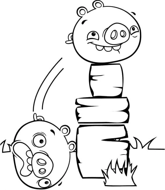 Disegno Maiali di Angry Birds su blocchi impilati da colorare Disegno Maiali di Angry Birds su blocchi impilati da colorare