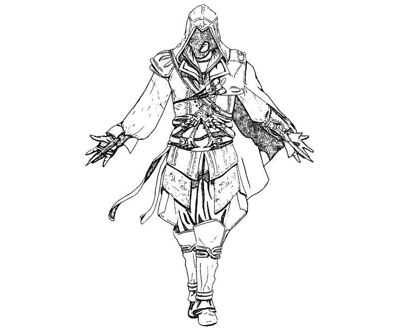 Disegno Assassin's Creed con le braccia aperte da colorare