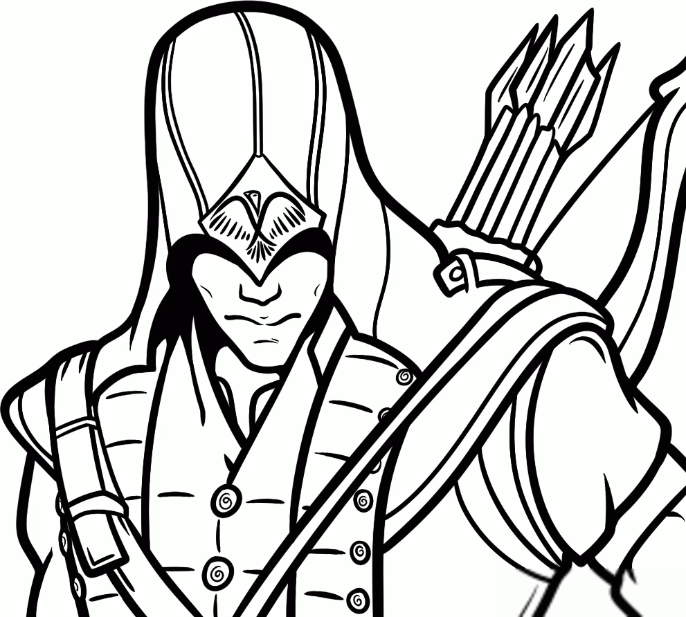 Disegno Assassin's Creed guerriero con arco e frecce da colorare