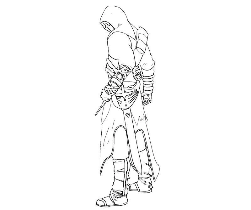 Disegno Assassin's Creed guerriero incappucciato di profilo da colorare