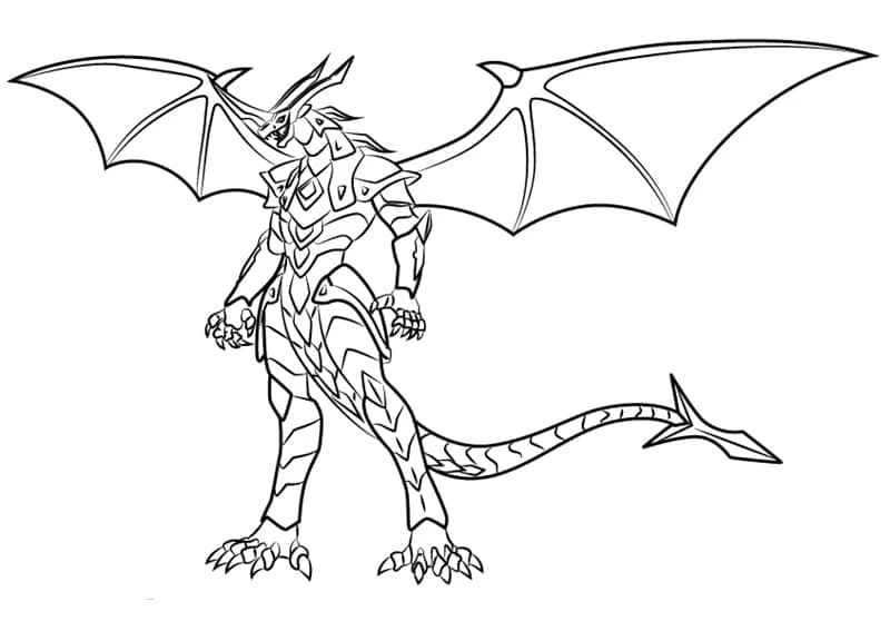 Disegno Bakugan Helix Dragonoid in piedi da colorare