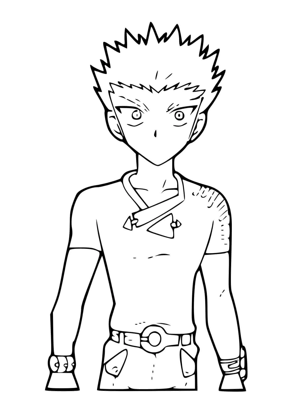 Disegno Takashi in piedi con sguardo determinato da colorare Disegno Takashi in piedi con sguardo determinato da colorare