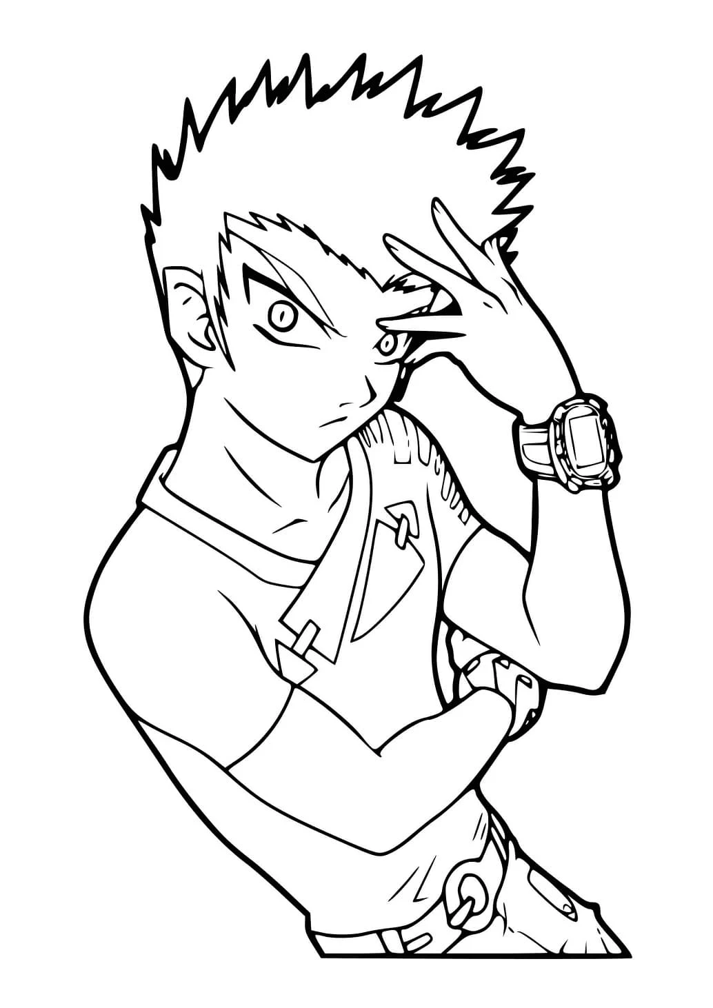 Disegno Bakugan Takashi in posa d'azione da colorare