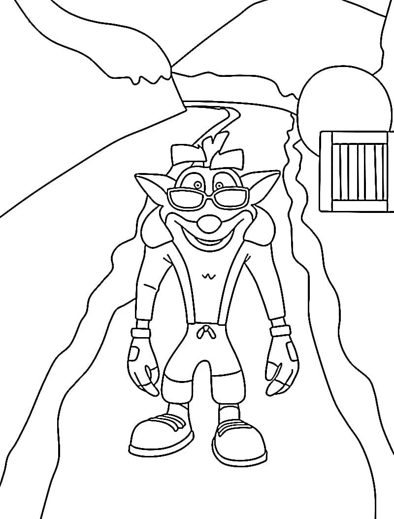 Disegno Crash Bandicoot in piedi su un sentiero di montagna da colorare Disegno Crash Bandicoot in piedi su un sentiero di montagna da colorare