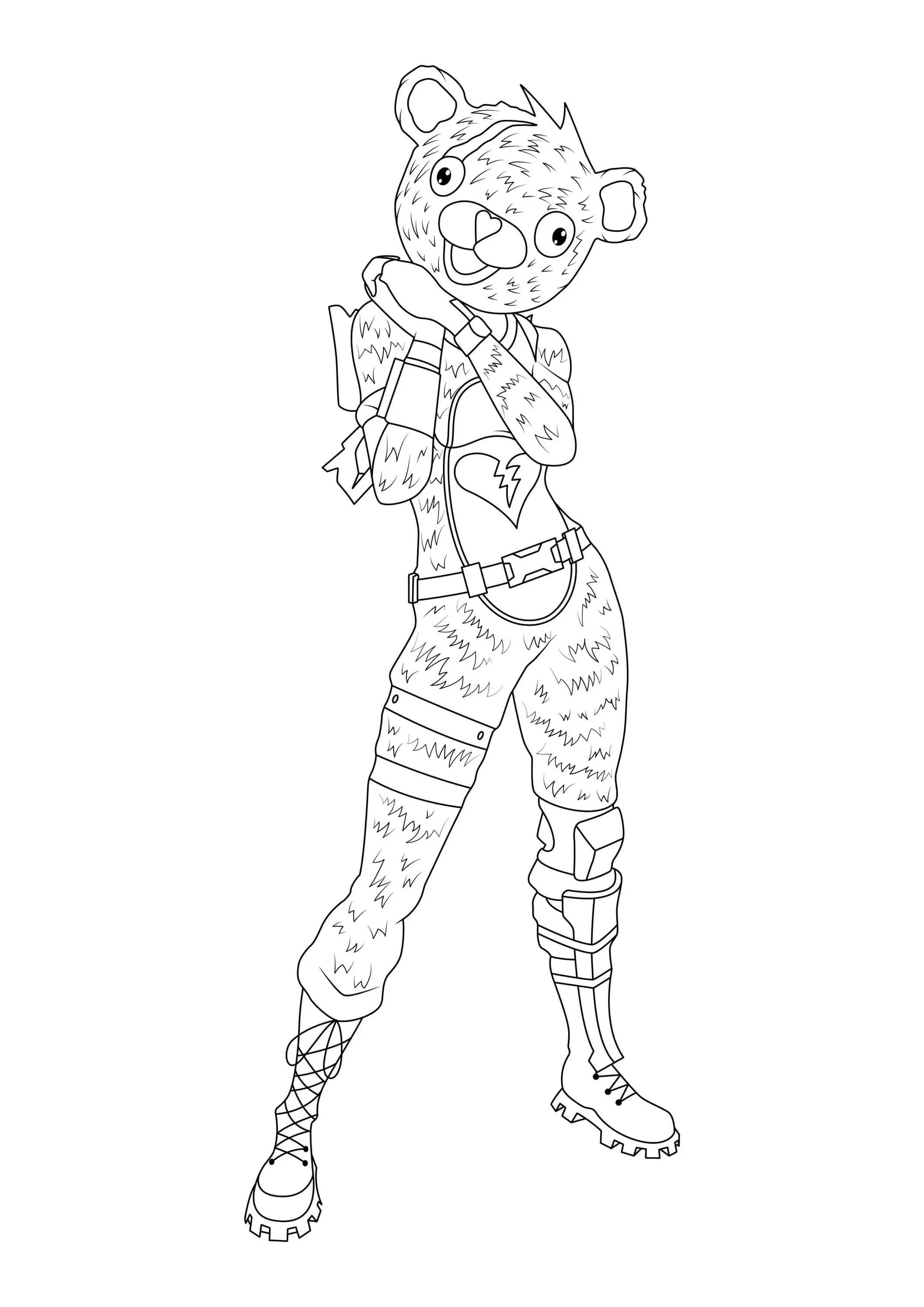 Disegno Fortnite personaggio con testa da orso in posa da colorare Disegno Fortnite personaggio con testa da orso in posa da colorare