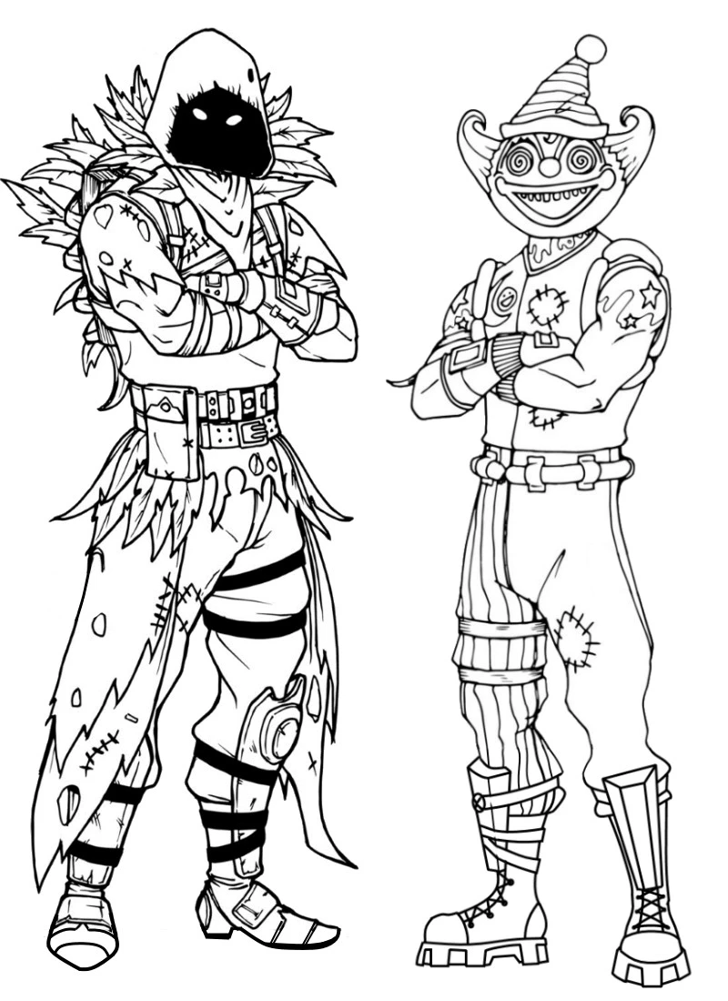 Disegno Nevermore Soldier e Peekaboo Outfit di Fortnite da colorare Disegno Nevermore Soldier e Peekaboo Outfit di Fortnite da colorare