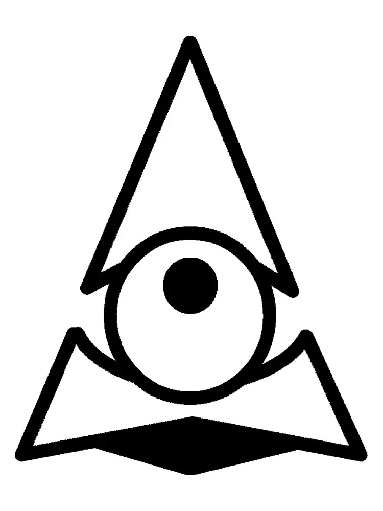 Disegno Geometry Dash triangolo con occhio centrale da colorare