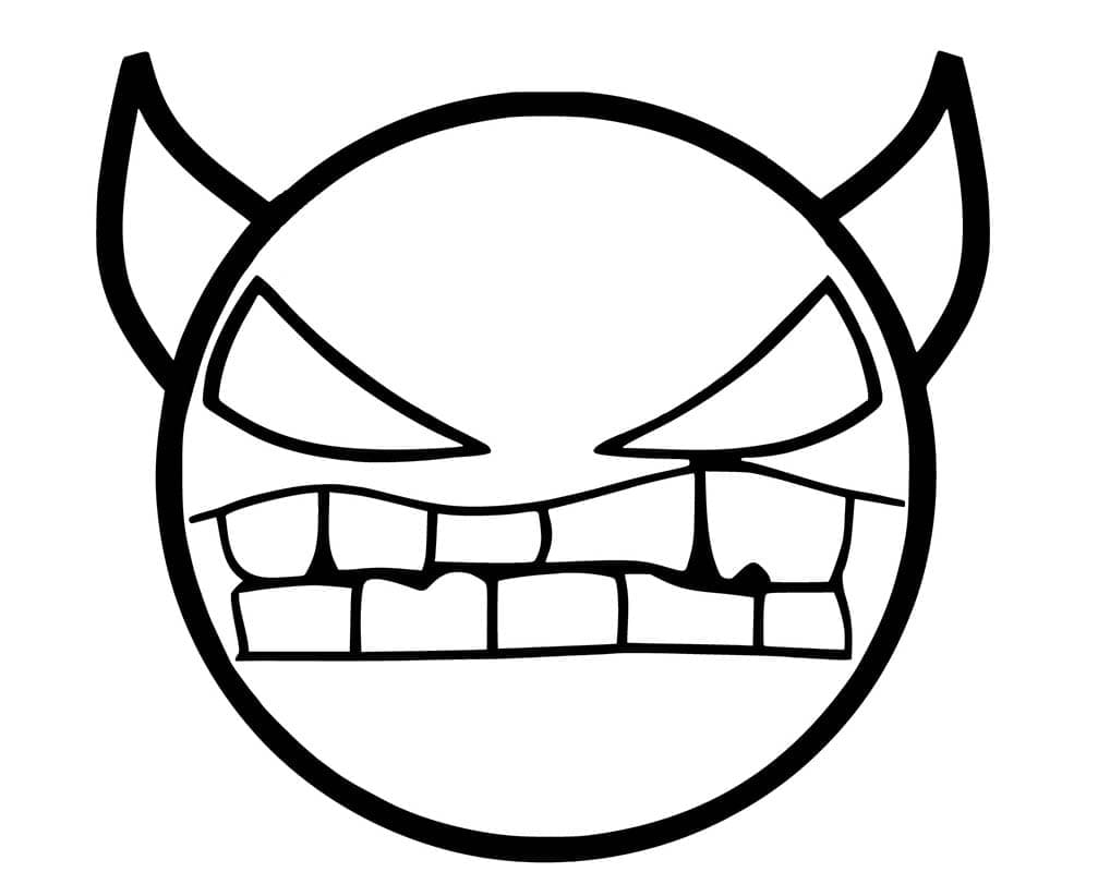 Disegno Geometry Dash volto demoniaco con denti aguzzi da colorare