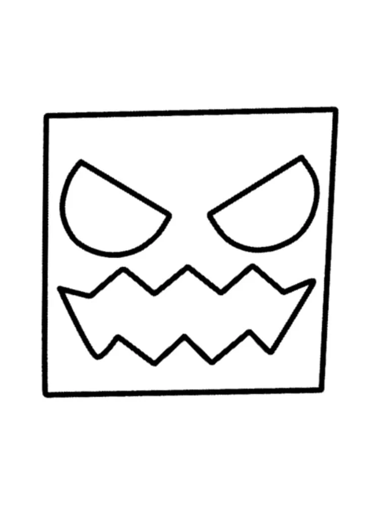 Disegno Geometry Dash cubo con faccia spaventosa da colorare