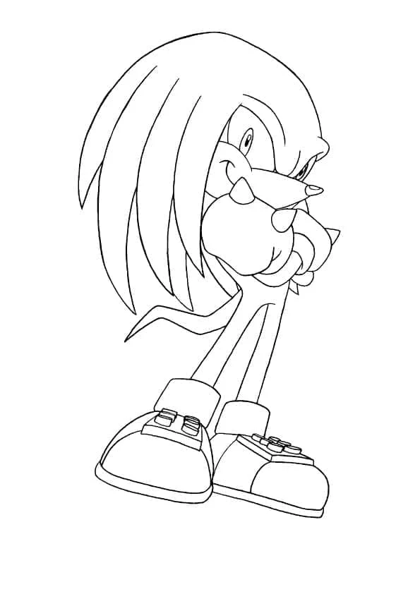 Disegno Knuckles in piedi in una posa sicura da colorare Disegno Knuckles in piedi in una posa sicura da colorare