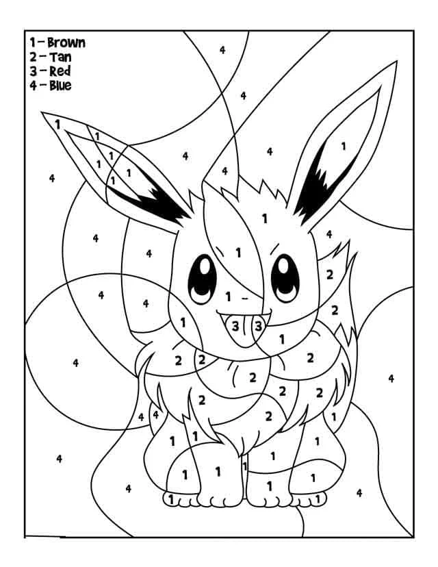 Disegno Eevee da colorare per numeri da colorare Disegno Eevee da colorare per numeri da colorare