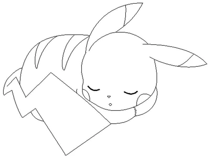 Disegno Pikachu che dorme serenamente da colorare