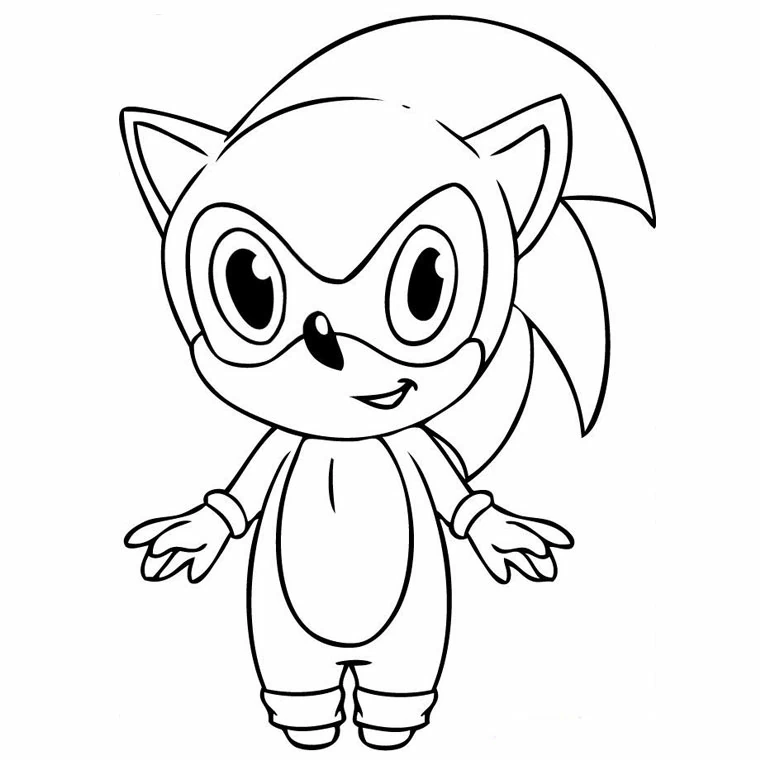Disegno Sonic bambino in piedi sorridente da colorare