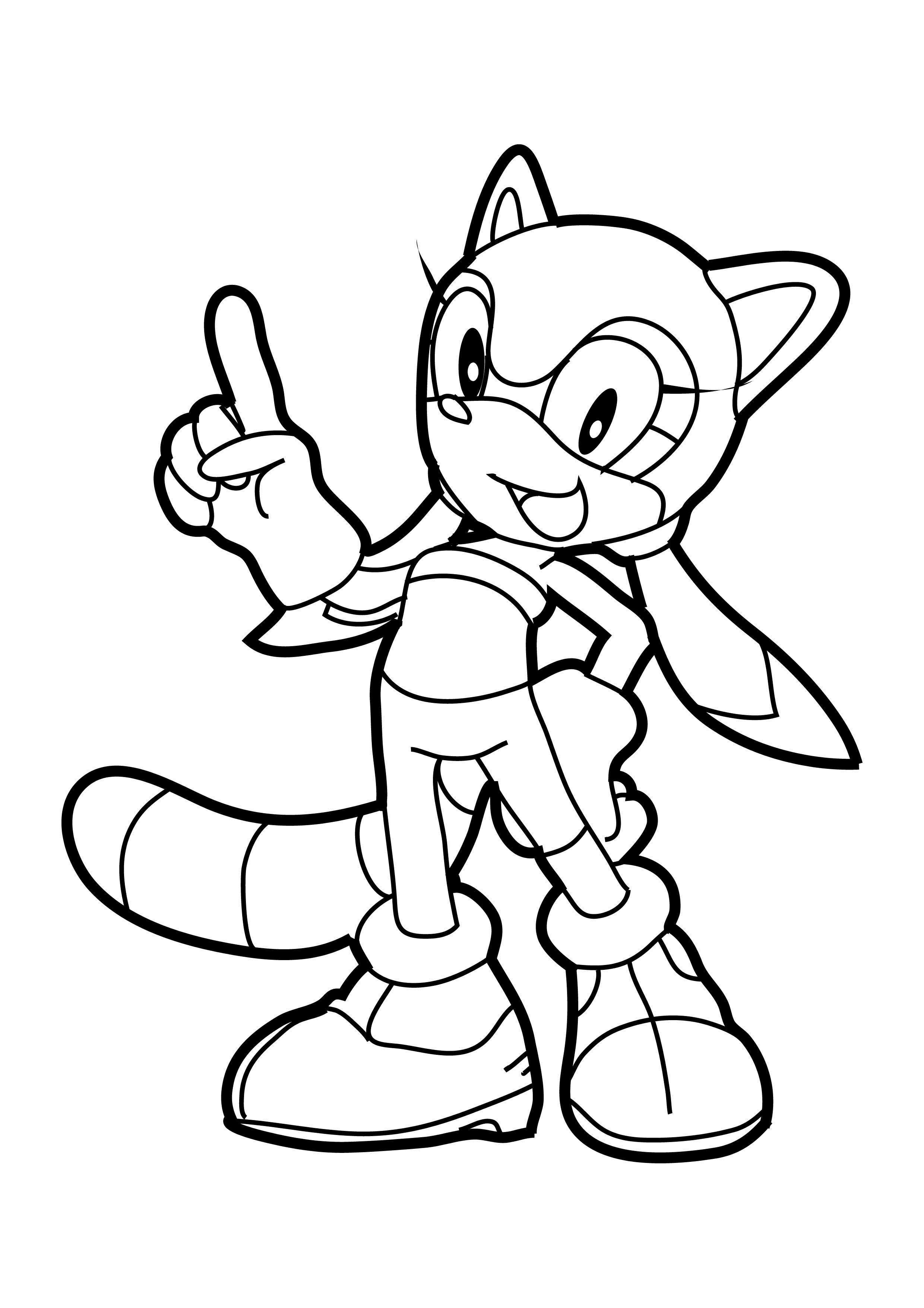 Disegno Sonic personaggio procione con dito alzato da colorare