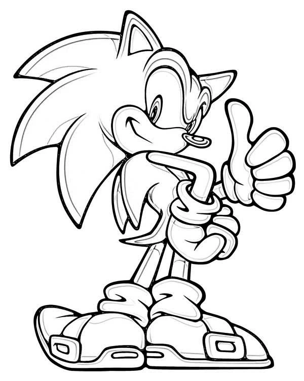 Disegno Sonic con il pollice in su da colorare