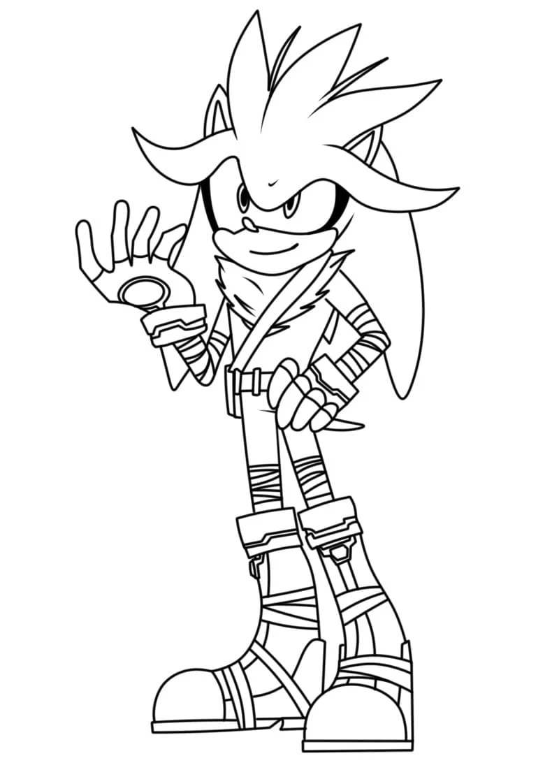 Disegno Sonic argentato in posa dinamica da colorare Disegno Sonic argentato in posa dinamica da colorare