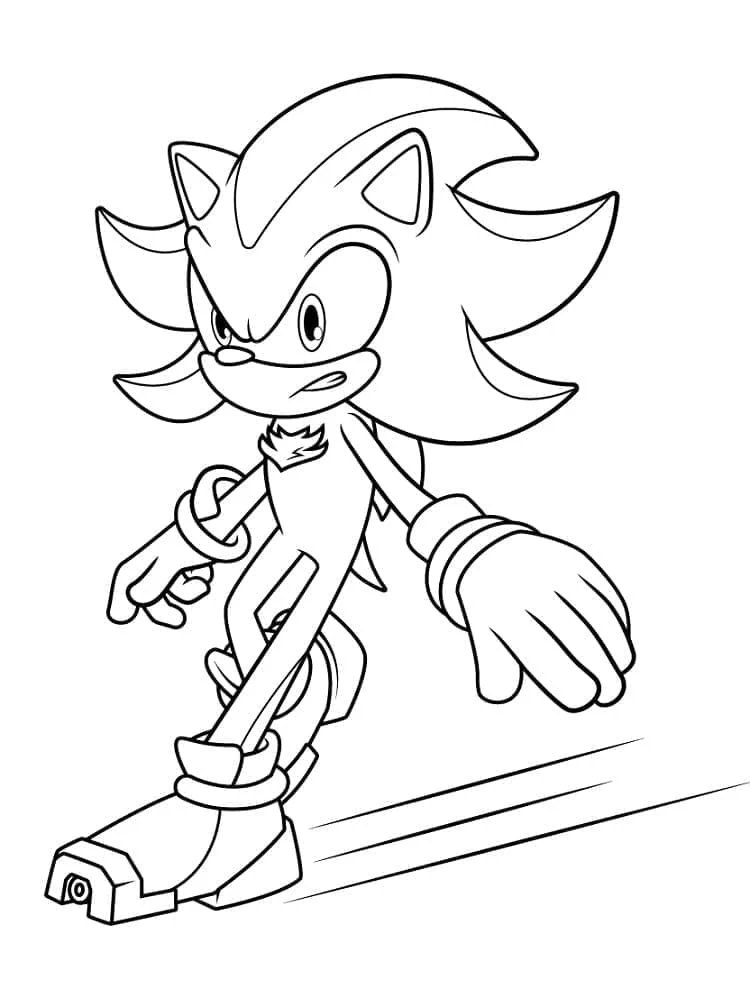 Disegno Sonic Shadow di corsa in avanti da colorare Disegno Sonic Shadow di corsa in avanti da colorare