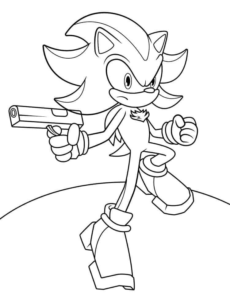 Disegno Shadow il riccio con una pistola da colorare