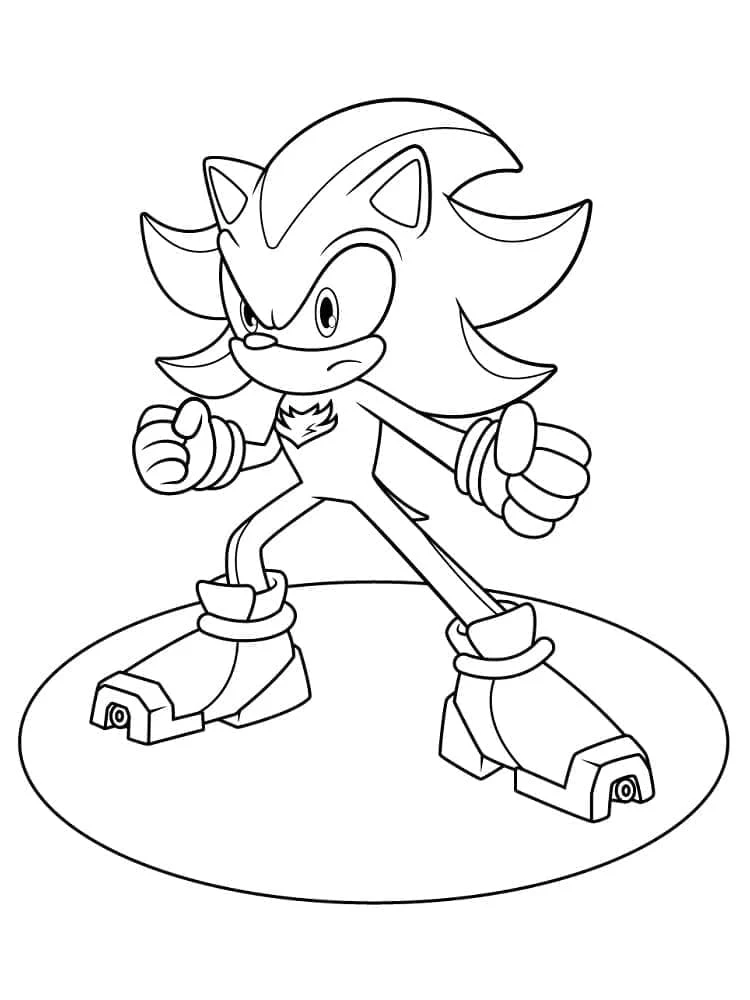 Disegno Shadow The Hedgehog in posizione di combattimento da colorare