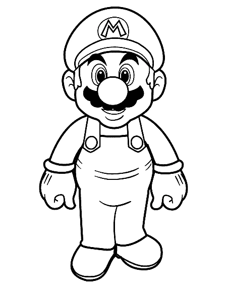 Disegno Mario in piedi con un grande sorriso da colorare
