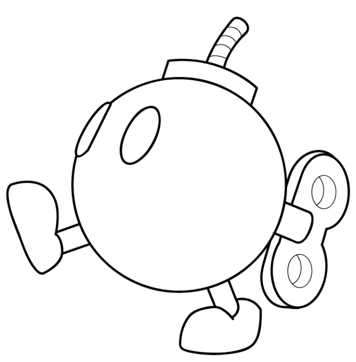 Disegno Bob-omb che cammina con la chiave a molla da colorare