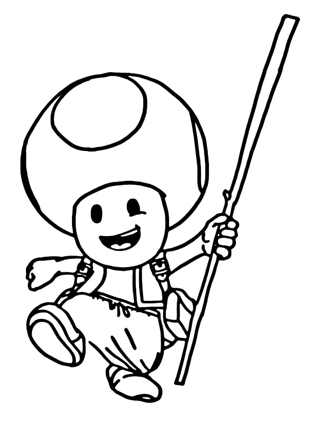 Disegno Toad che salta con un lungo bastone da colorare Disegno Toad che salta con un lungo bastone da colorare