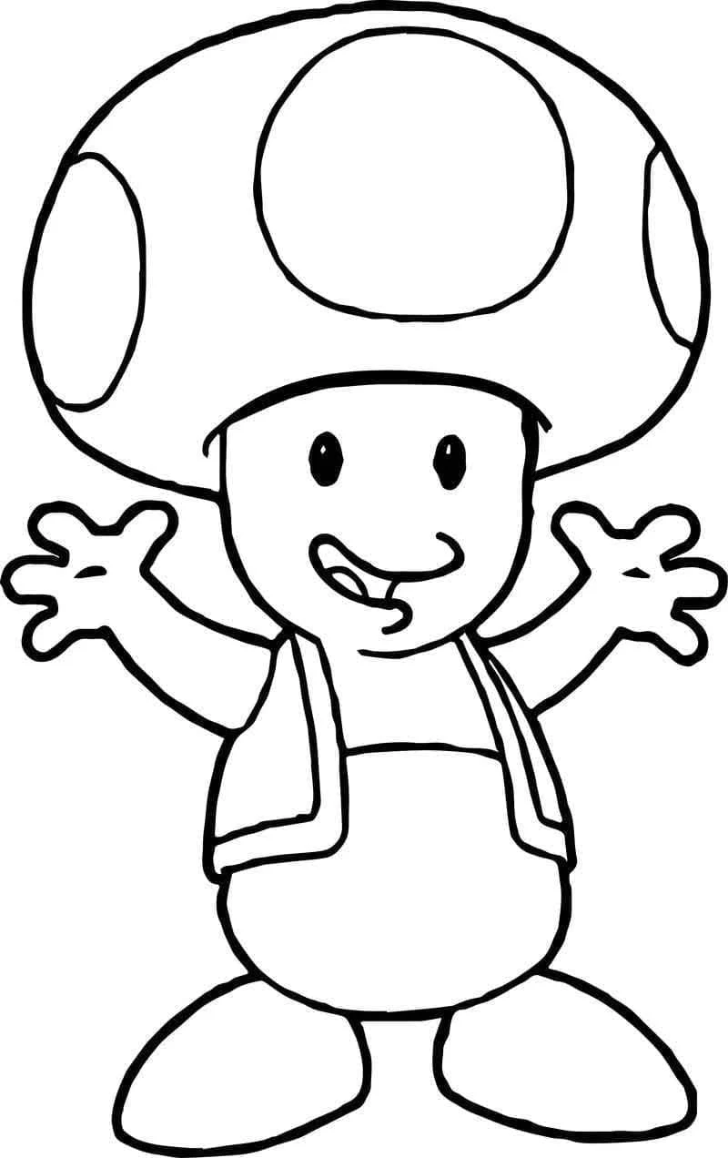 Disegno Toad con le braccia alzate e un grande sorriso da colorare Disegno Toad con le braccia alzate e un grande sorriso da colorare