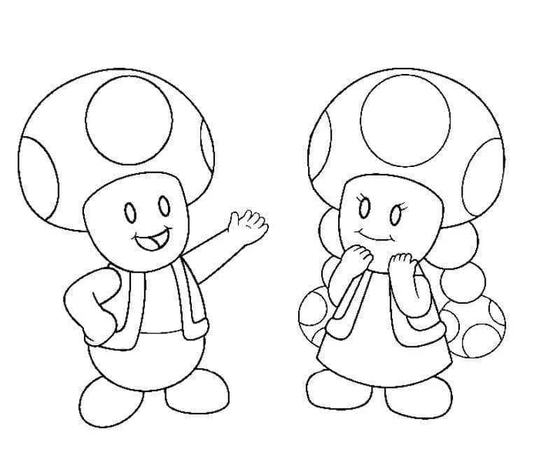 Disegno Toad e Toadette che salutano da colorare Disegno Toad e Toadette che salutano da colorare