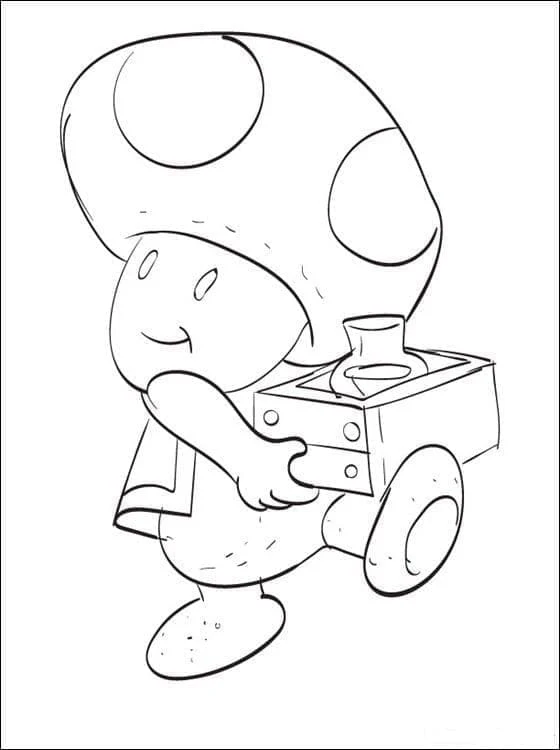 Disegno Toad che spinge un piccolo carretto da colorare Disegno Toad che spinge un piccolo carretto da colorare