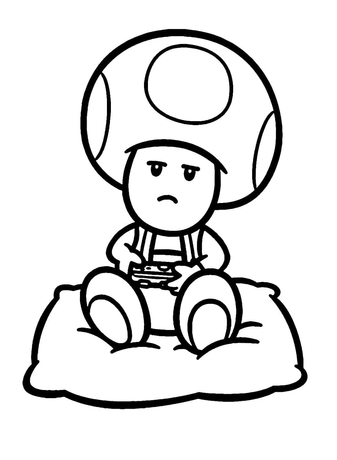 Disegno Toad seduto su un fungo con espressione burbanzosa da colorare