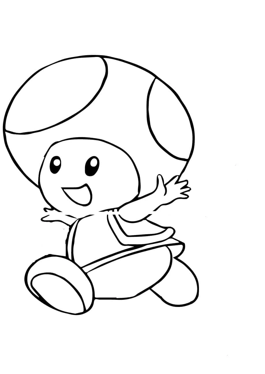 Disegno Toad che corre e saluta da colorare Disegno Toad che corre e saluta da colorare
